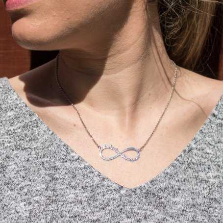 Gargantilla Infinito con Nombres en Plata modelo
