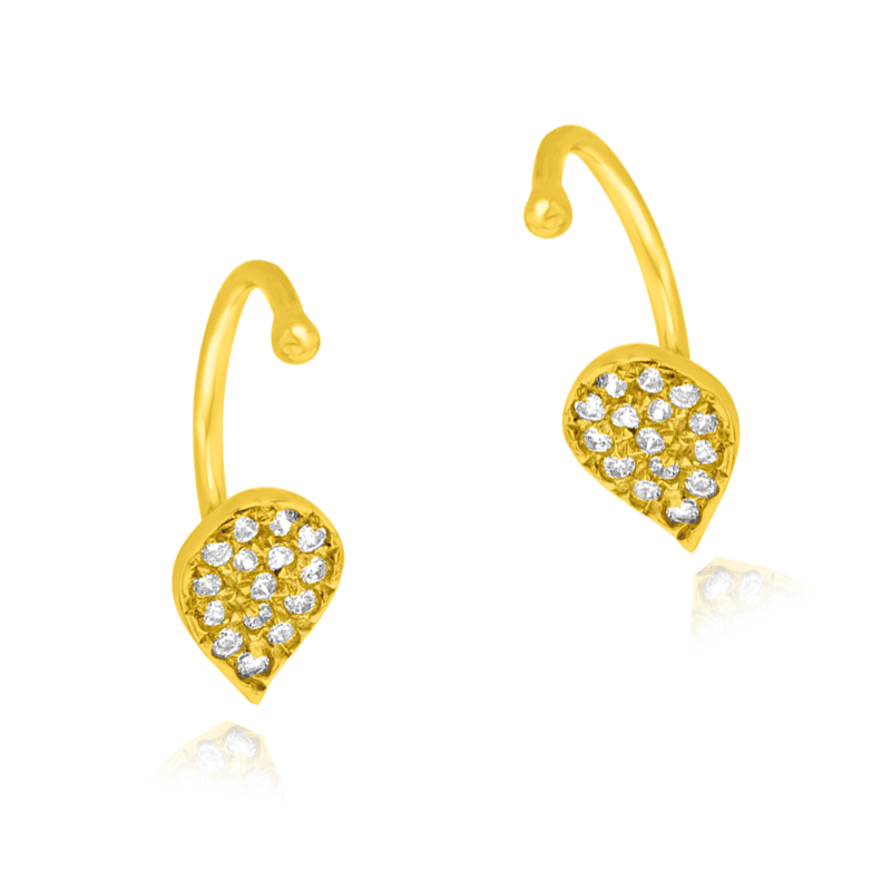 Pendientes Oro Hojas Circonitas Leave