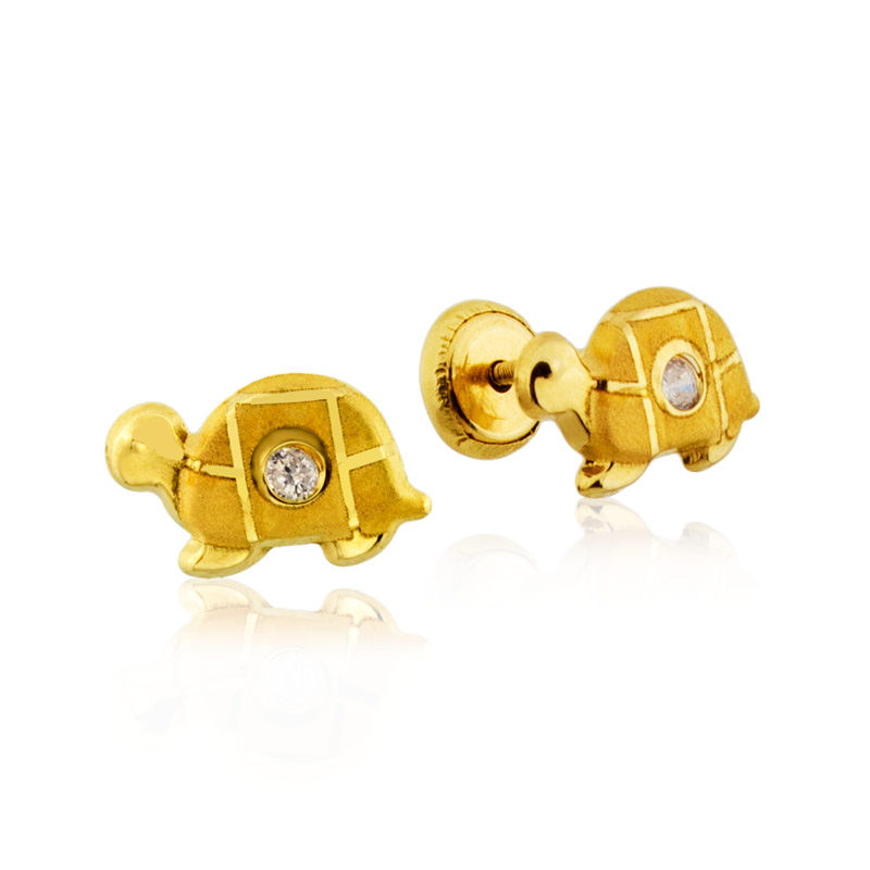 Pendientes Tortuga Circonita Oro 9K