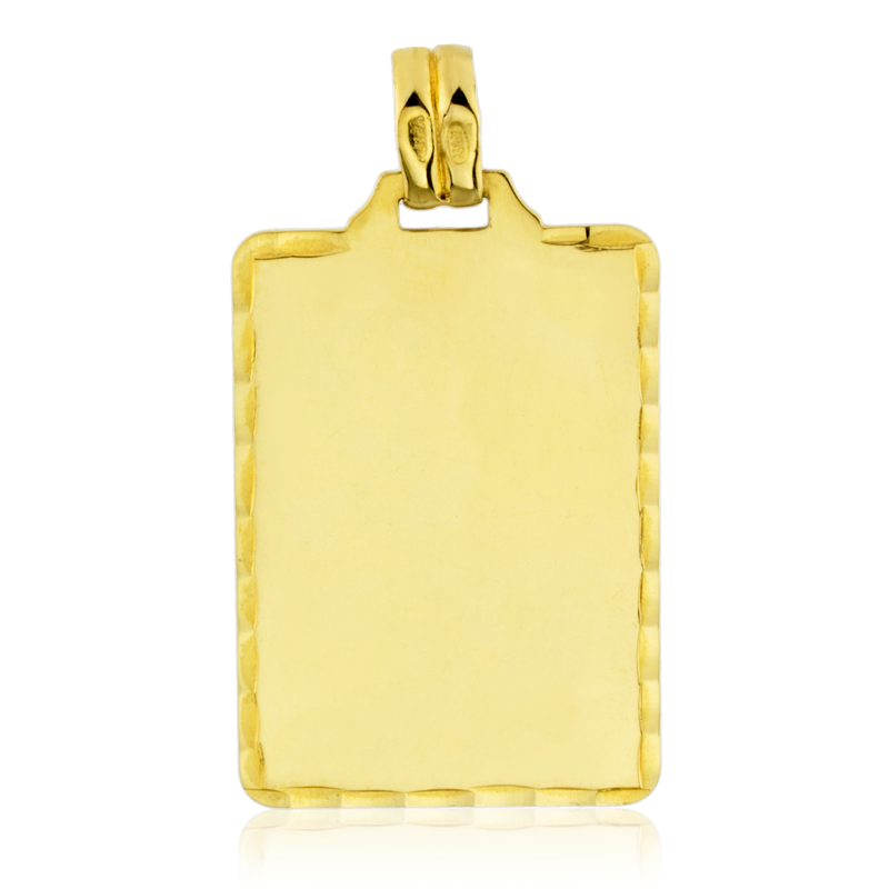 Chapa Rectangular Labrada Oro 18K