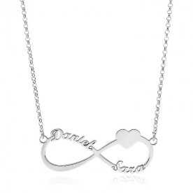 Collar Con Nombre Personalizado Infinito Plata "Corazon"