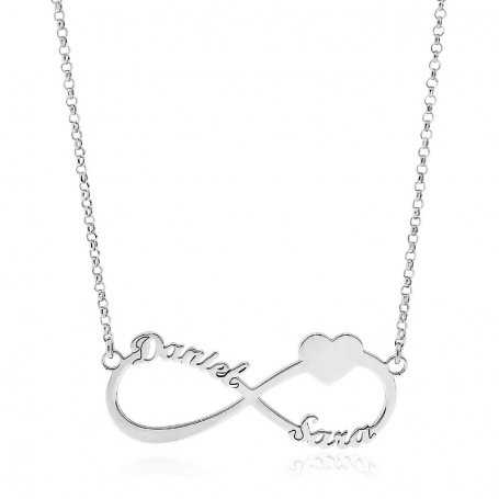 Collar Con Nombre Personalizado Infinito Plata "Corazon"