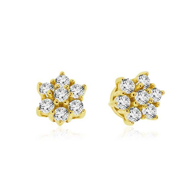 Pendientes Flor Circonita Oro 18K