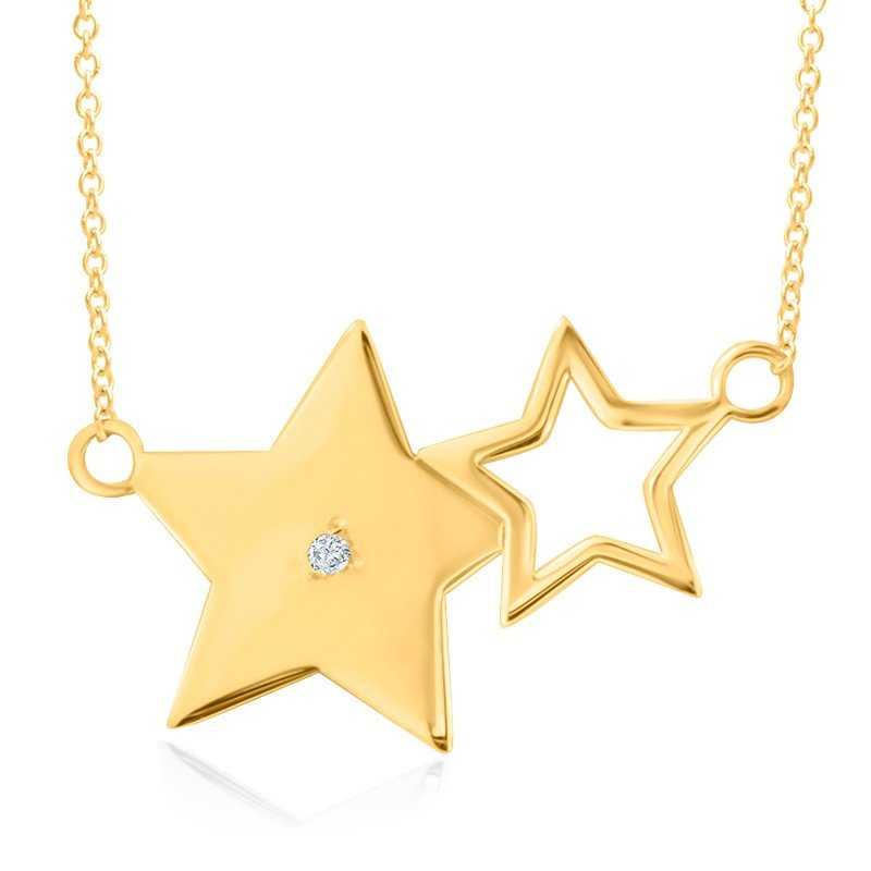Collar de Oro 18k de Dos Estrellas Diamante