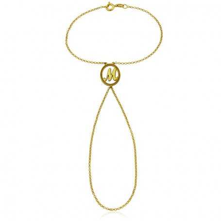 Pulsera de Dedo con Inicial Plata Dorada