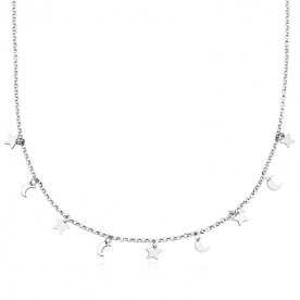 Gargantilla Motivo Estrellas y Lunas Plata