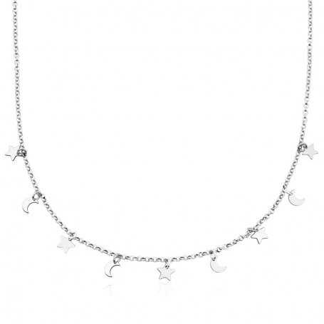 Gargantilla Motivo Estrellas y Lunas Plata