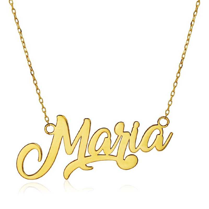 Gargantilla Nombre Estilo Inglés Personalizado Oro 18K