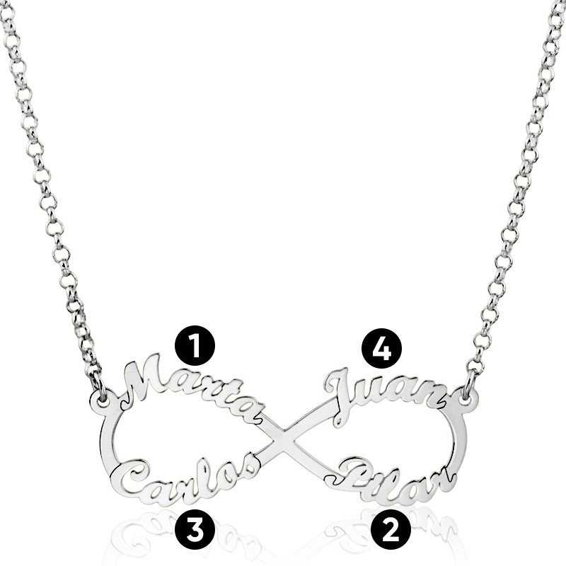 Gargantilla Infinito con Nombres en Plata números
