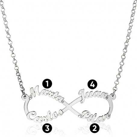 Gargantilla Infinito con Nombres en Plata números